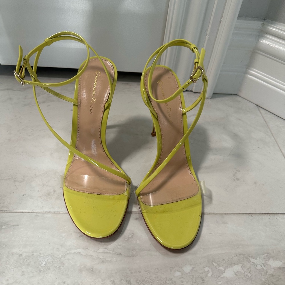 Gianvito Rossi yellow/green Strappy Heels